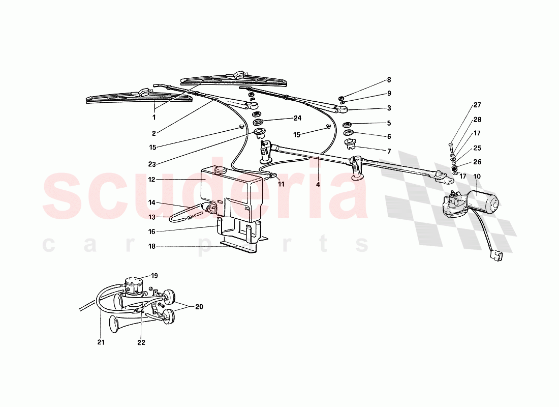 Windshield Wiper - Washer and Horn of Ferrari Ferrari 288 GTO