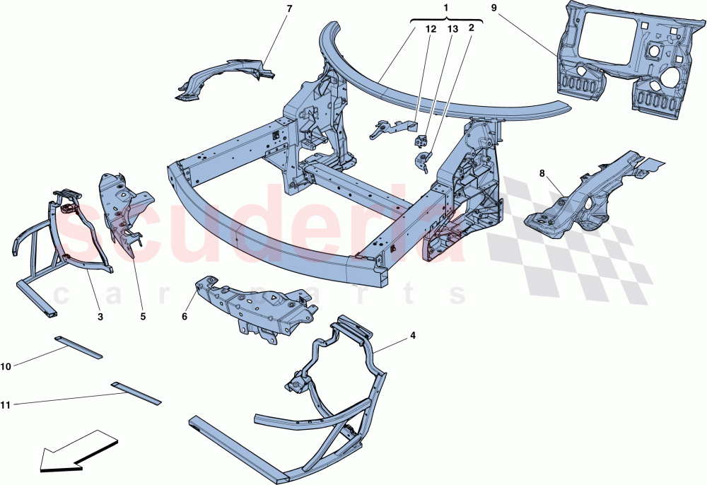CHASSIS - COMPLETE FRONT STRUCTURE AND PANELS of Ferrari Ferrari 458 Spider