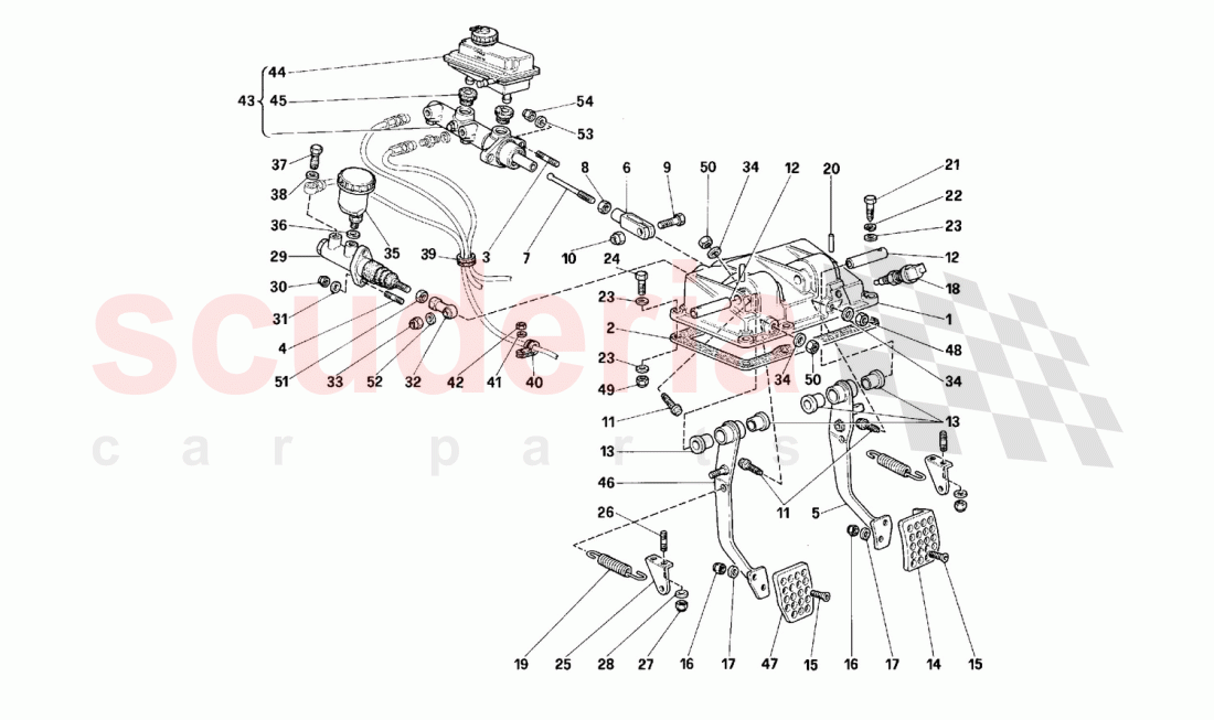 Brakes and clutch control pedals of Ferrari Ferrari F40