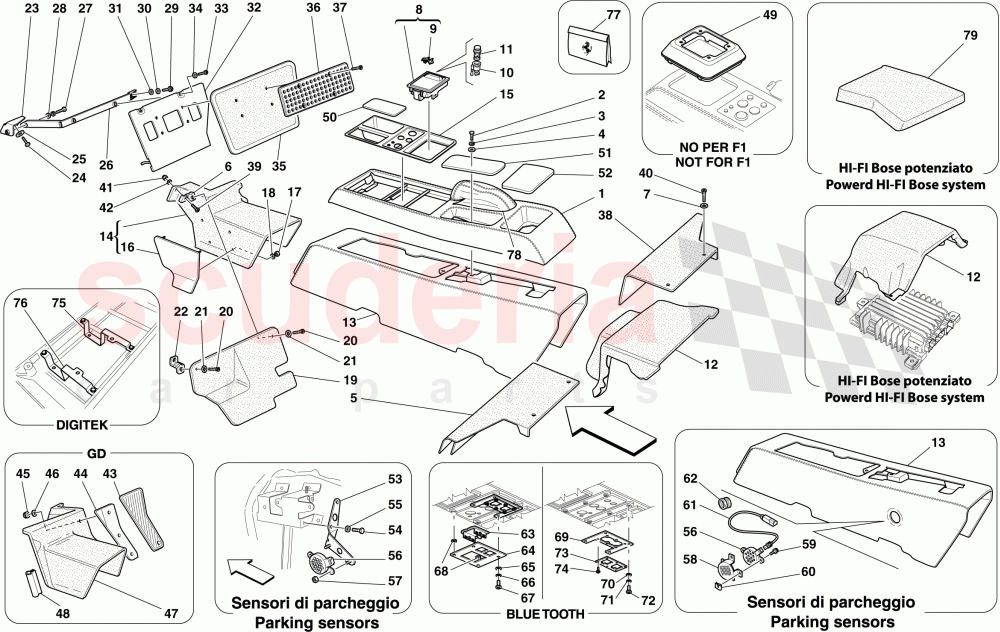 TUNNEL - SUBSTRUCTURE AND ACCESSORIES of Ferrari Ferrari 430 Spider
