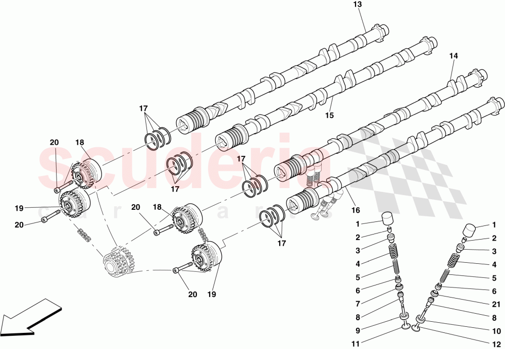 TIMING SYSTEM - TAPPETS AND SHAFTS of Ferrari Ferrari 599 SA Aperta