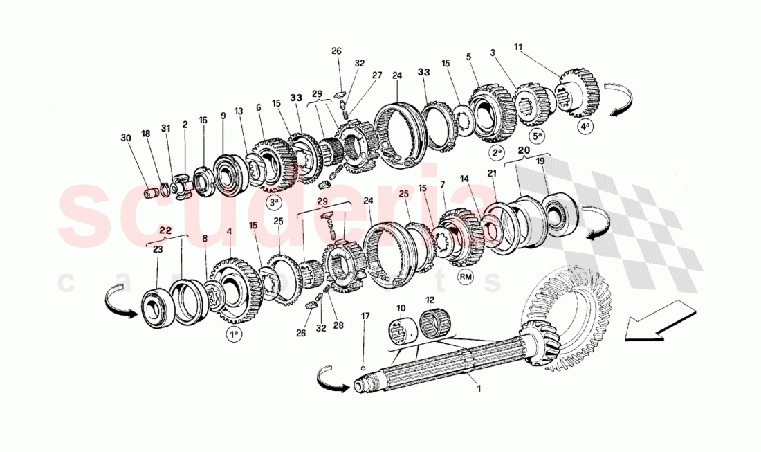 Lay shaft gears of Ferrari Ferrari 512 M