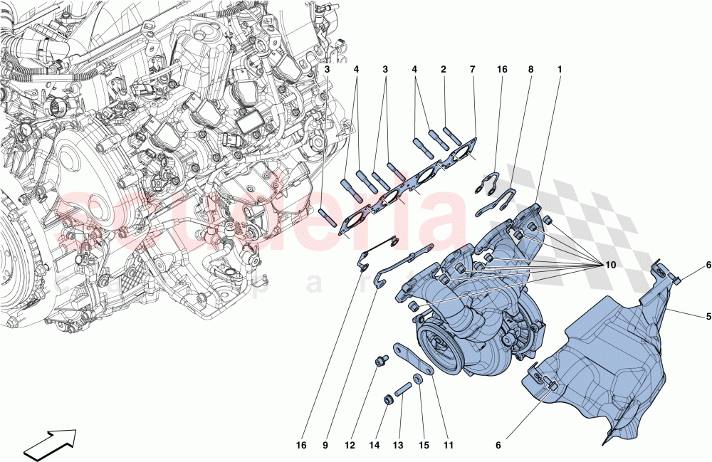 MANIFOLDS, TURBOCHARGING SYSTEM AND PIPES of Ferrari Ferrari GTC4Lusso T