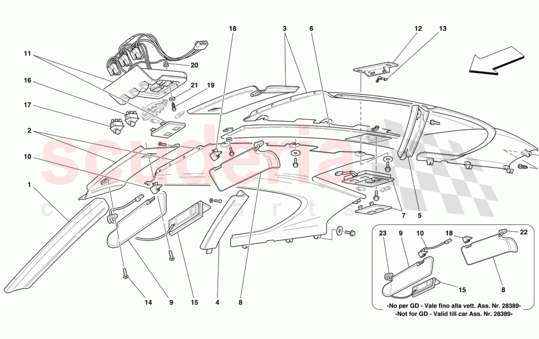 ROOF PANEL UPHOLSTERY AND ACCESSORIES of Ferrari Ferrari 456 M GT/GTA