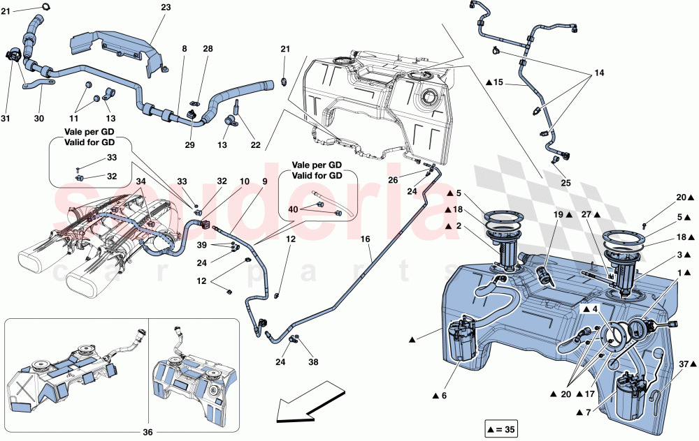 FUEL TANK, FUEL SYSTEM PUMPS AND PIPES of Ferrari Ferrari F12 TDF