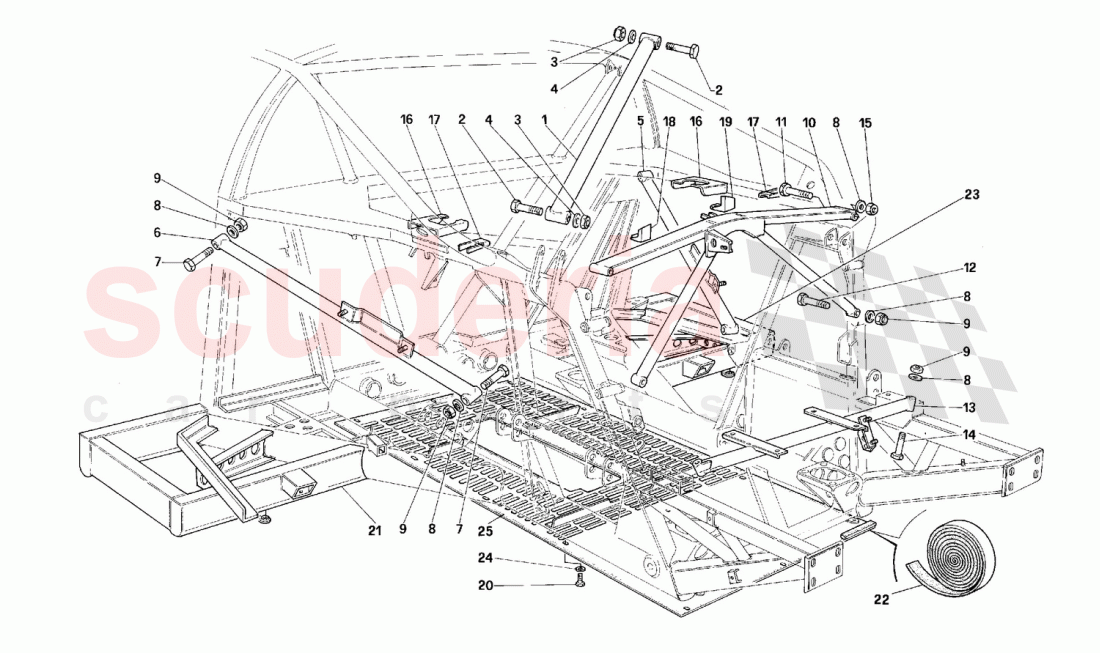 Frame - Rear part -Valid for cars with catalyst- of Ferrari Ferrari F40