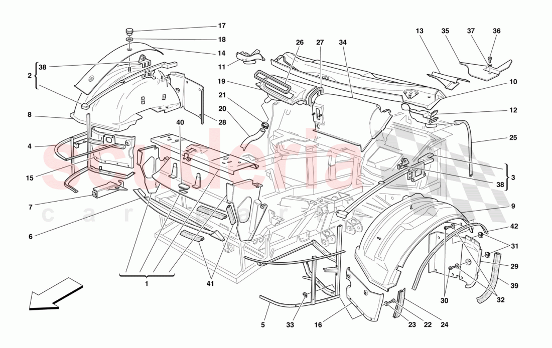 FRONT STRUCTURES AND COMPONENTS of Ferrari Ferrari 550 Barchetta