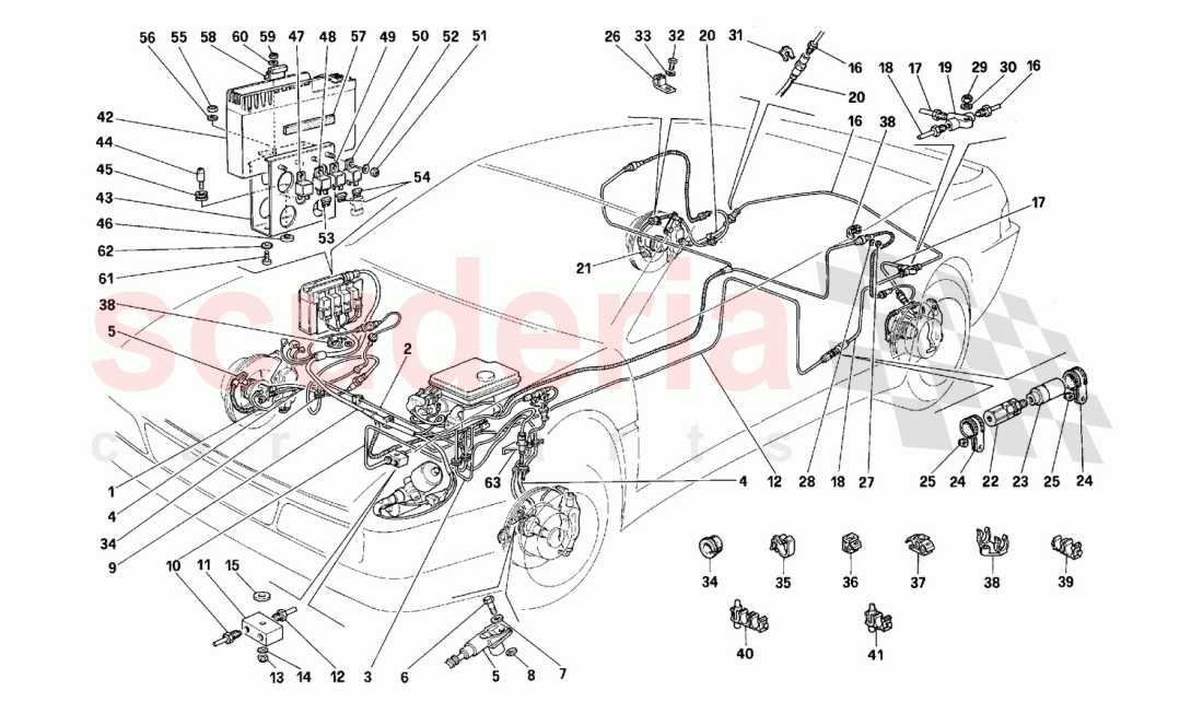 BRAKE SYSTEM of Ferrari Ferrari 348 (2.7 Motronic)