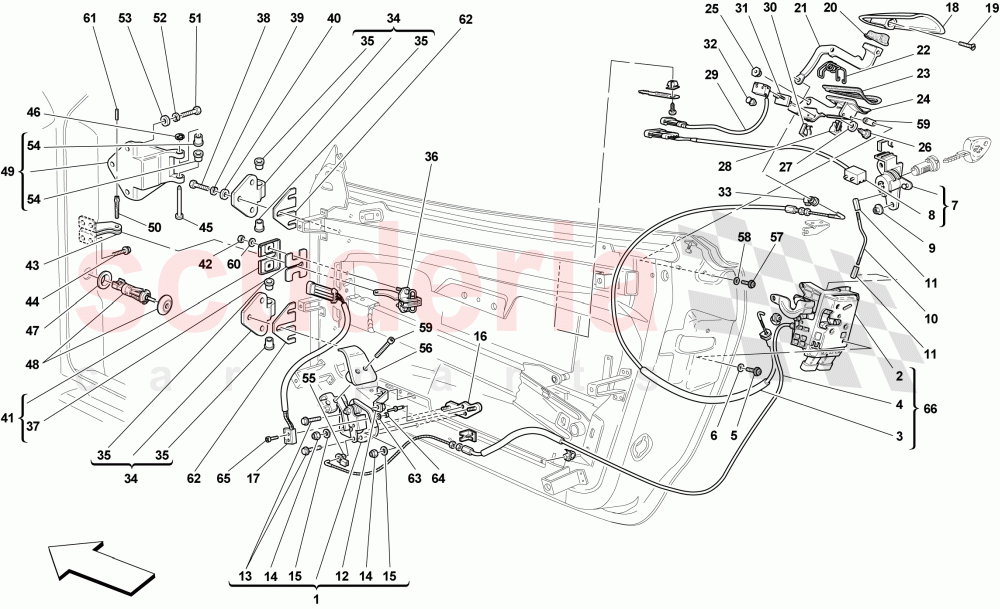DOORS - OPENING MECHANISM AND HINGES of Ferrari Ferrari 430 Scuderia Spider 16M