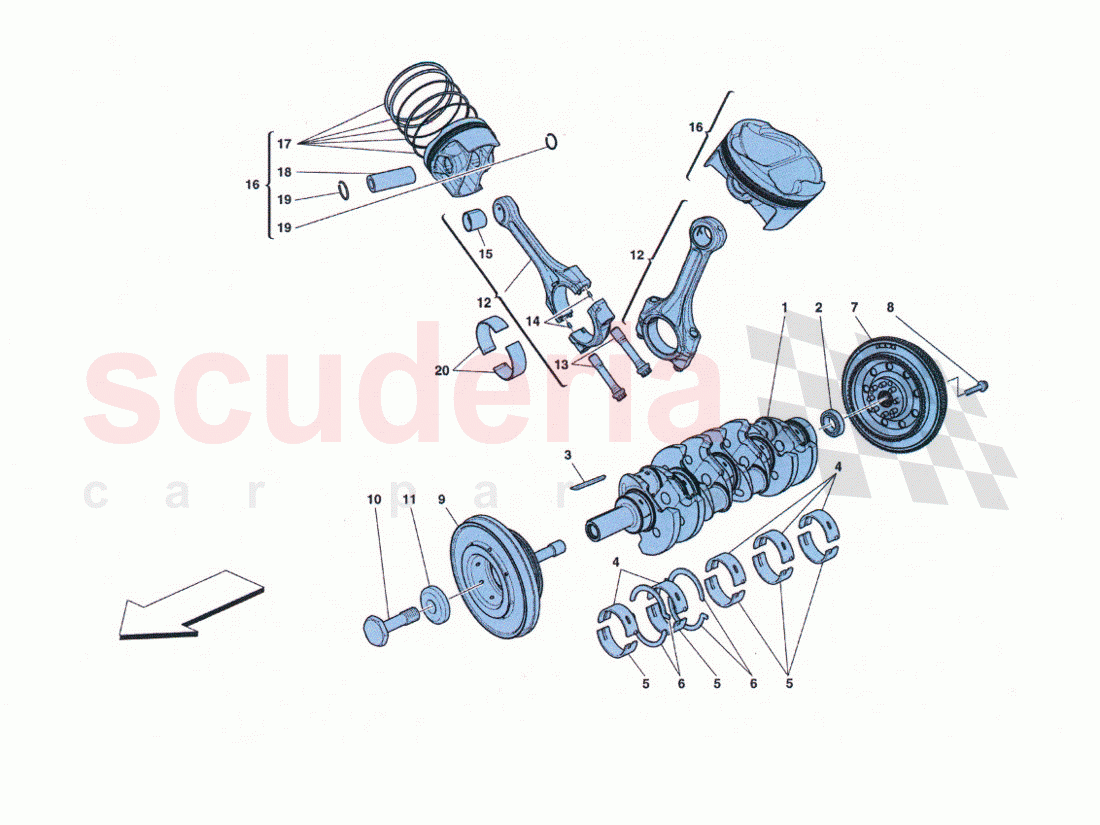 Crankshaft - connecting rods and pistons of Ferrari Ferrari 458 Challenge