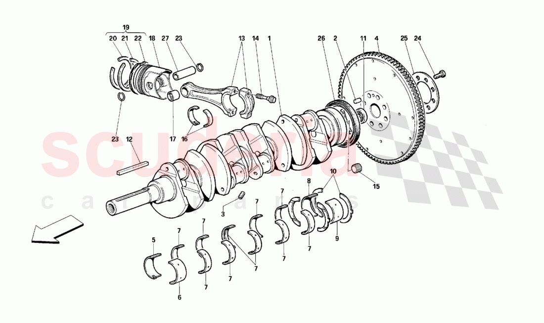 Crankshaft - Connecting rods and pistons of Ferrari Ferrari 512 M
