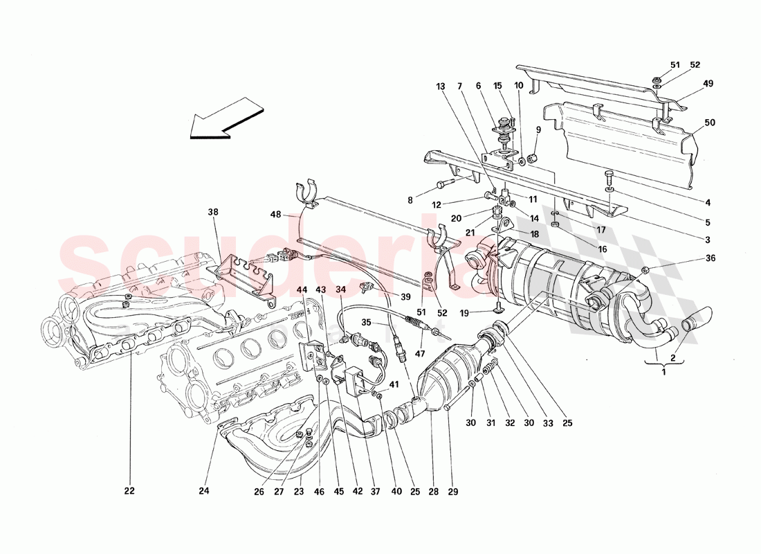 Exhaust System - Valid for USA Spyder of Ferrari Ferrari 348 TB (1993)