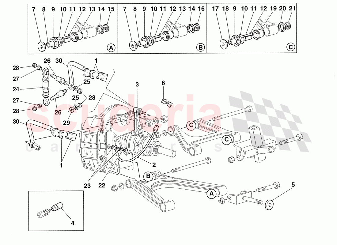 Rear Suspension and Brake Pipes of Ferrari Ferrari 355 Challenge (1999)