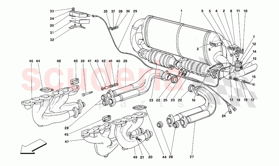 Exhaust system -Not for USA, CDN, AUS, CH- of Ferrari Ferrari 512 TR