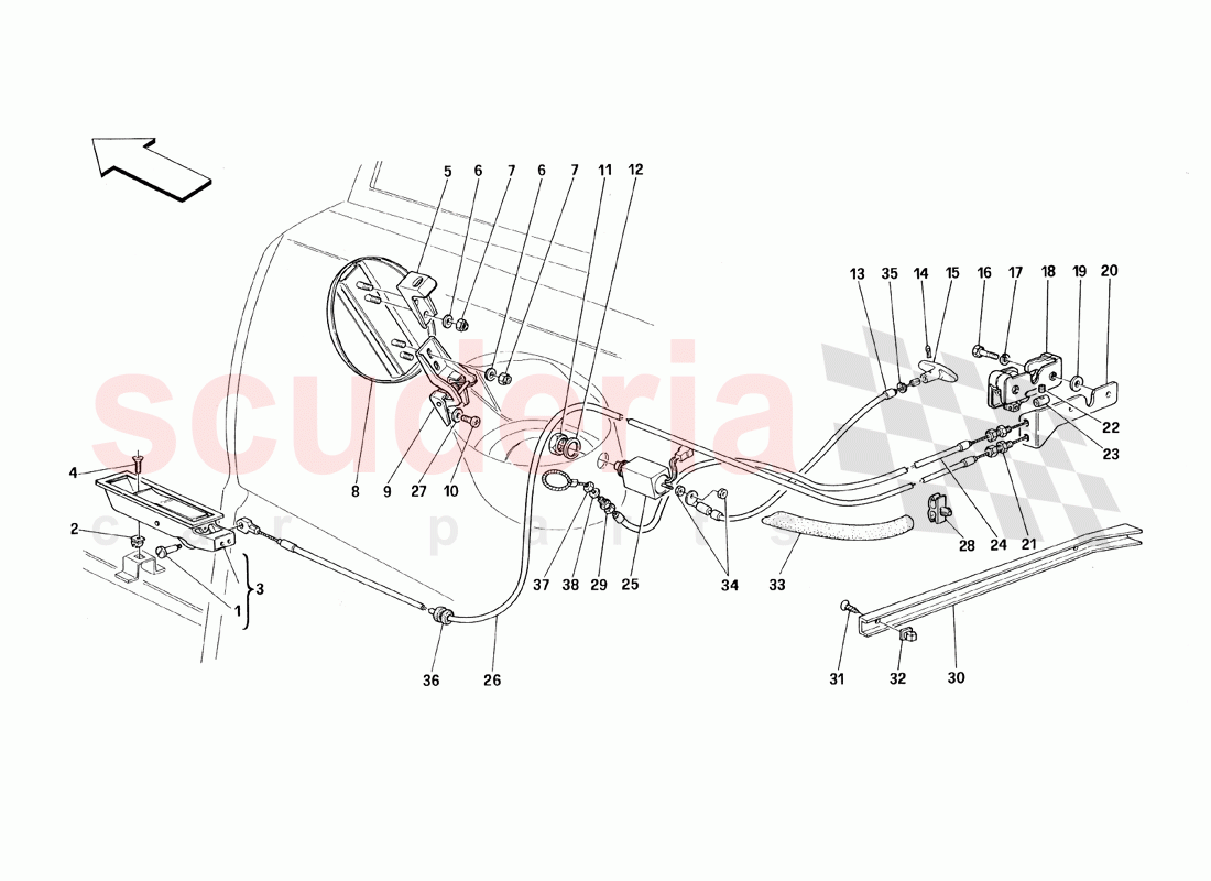 Opening Devices for Rear Hood and Gas Door of Ferrari Ferrari 348 TB (1993)