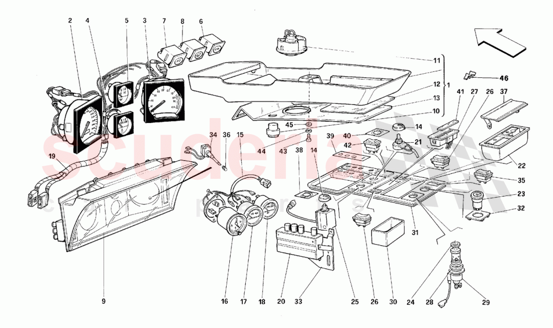 Instruments and passenger compartment accessories of Ferrari Ferrari 512 M