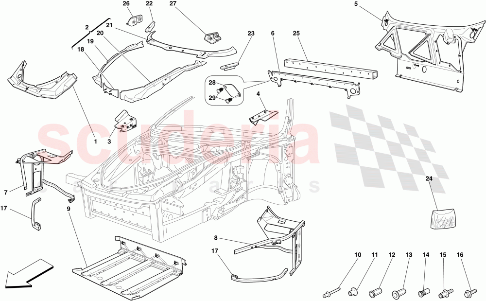 CHASSIS - COMPLETE FRONT STRUCTURE AND PANELS of Ferrari Ferrari 430 Coupe
