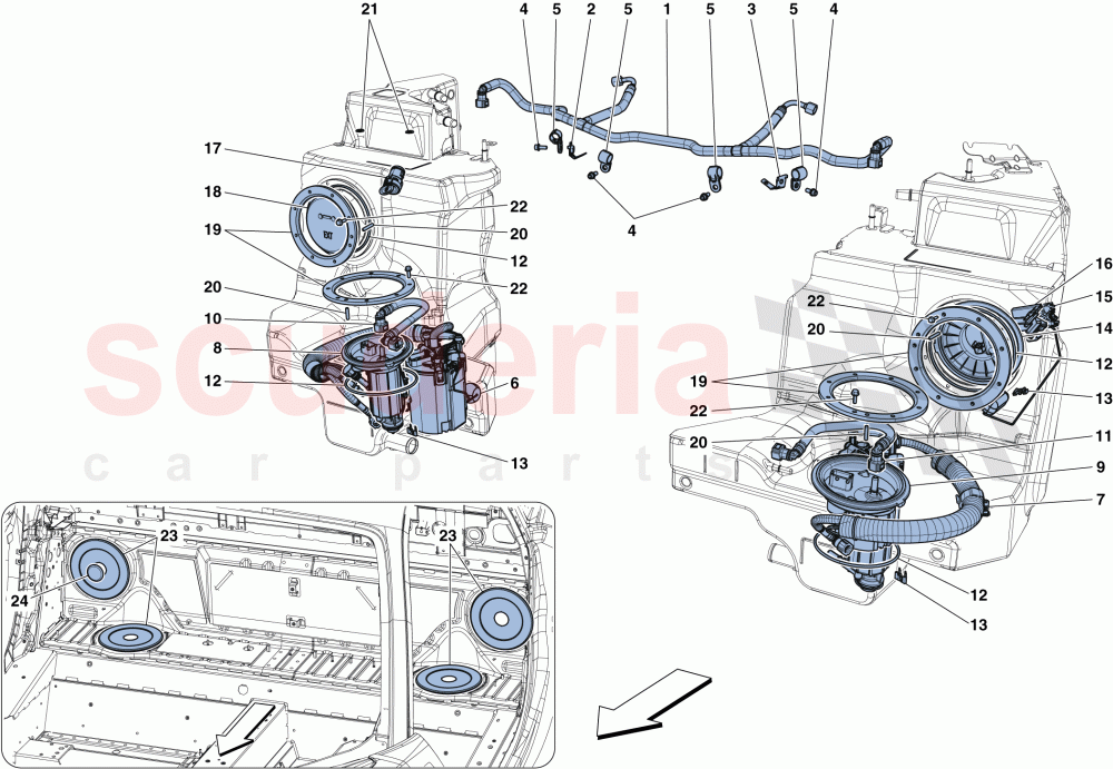 FUEL SYSTEM PUMPS AND PIPES of Ferrari Ferrari 488 Spider
