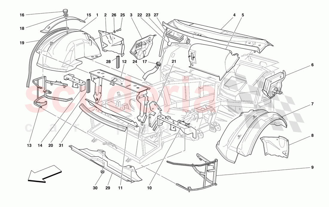 FRONT STRUCTURES AND COMPONENTS of Ferrari Ferrari 456 M GT/GTA