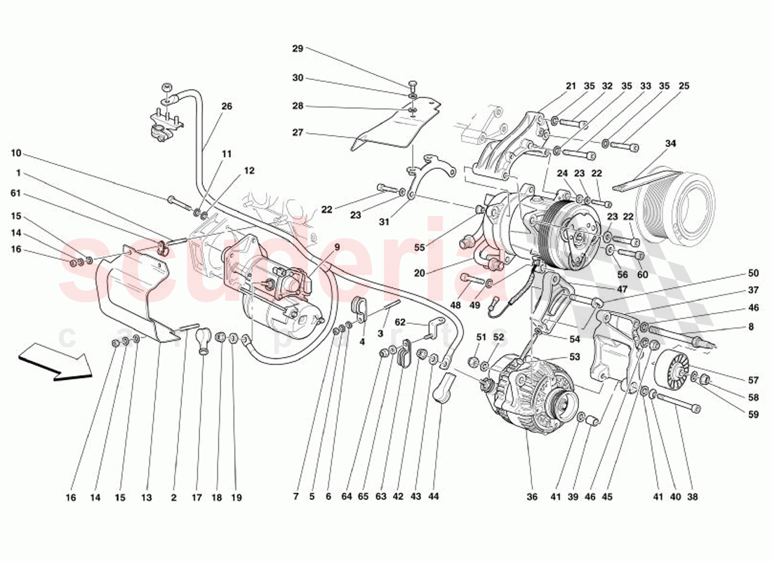 Alternator Starting Motor and A.C. Compressor of Ferrari Ferrari 575 Superamerica