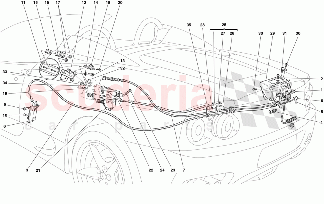 OPENING DEVICES FOR ENGINE BONNET AND GAS DOOR of Ferrari Ferrari 360 Spider