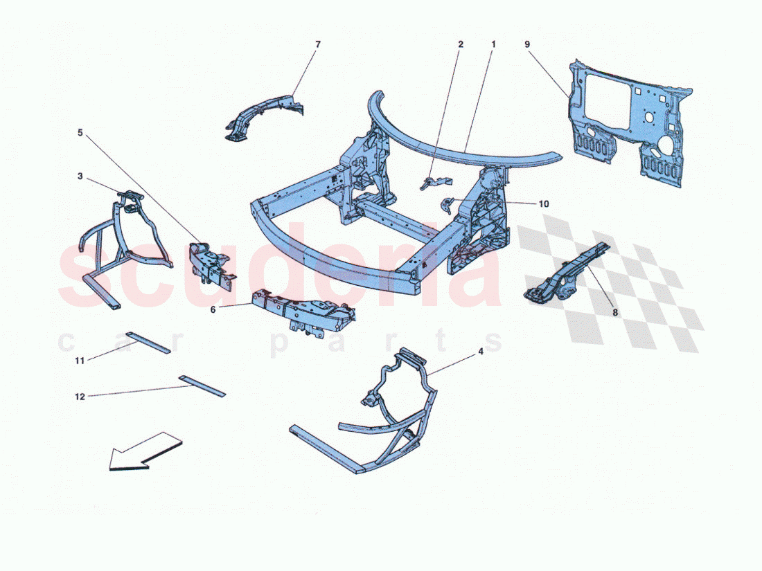 Structure Elements Front And Sheets of Ferrari Ferrari 458 Challenge