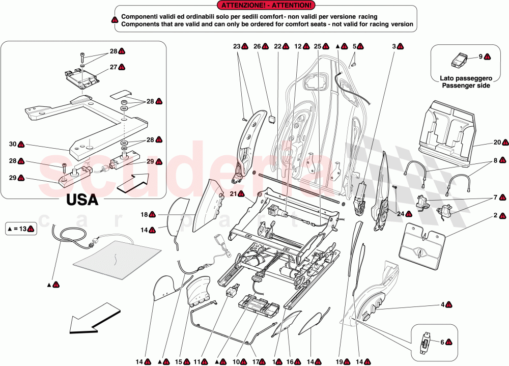 FRONT SEAT - GUIDES AND ADJUSTMENT MECHANISMS of Ferrari Ferrari 599 SA Aperta