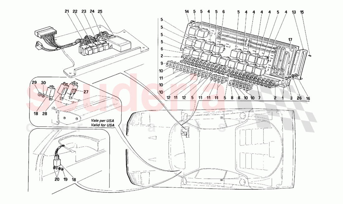 Electrical board - Fuses - Relays of Ferrari Ferrari F40