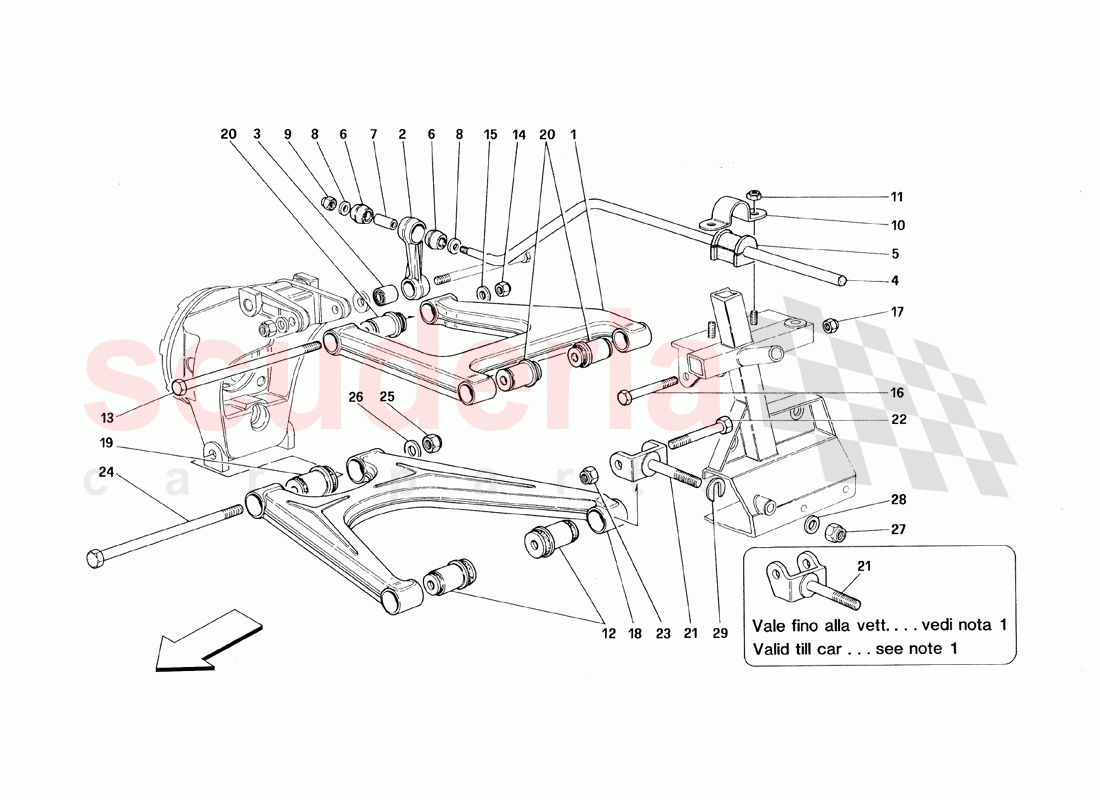 Rear Suspension - Wishbones of Ferrari Ferrari 348 TB (1993)