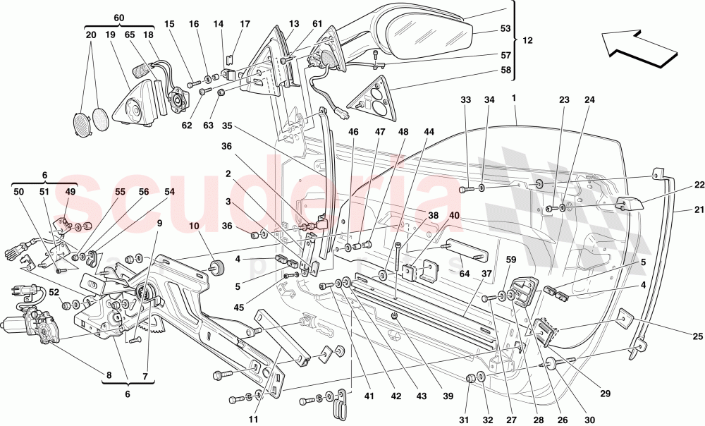 DOORS - POWER WINDOWS AND REAR-VIEW MIRROR of Ferrari Ferrari 430 Coupe