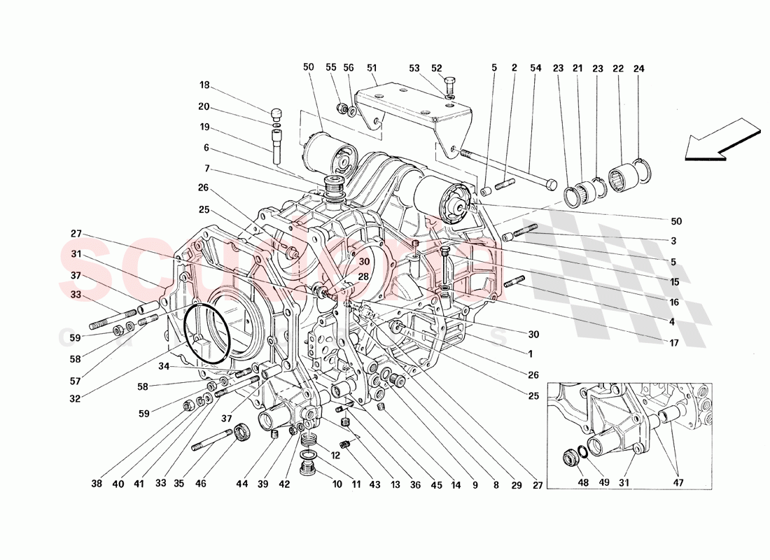 Gearbox - Differential Housing and Intermediate Casing of Ferrari Ferrari 348 TB (1993)