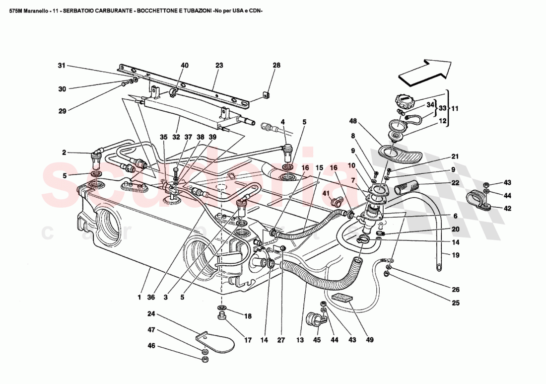 FUEL TANK - UNION AND PIPING -Not for USA and CDN- of Ferrari Ferrari 575M Maranello
