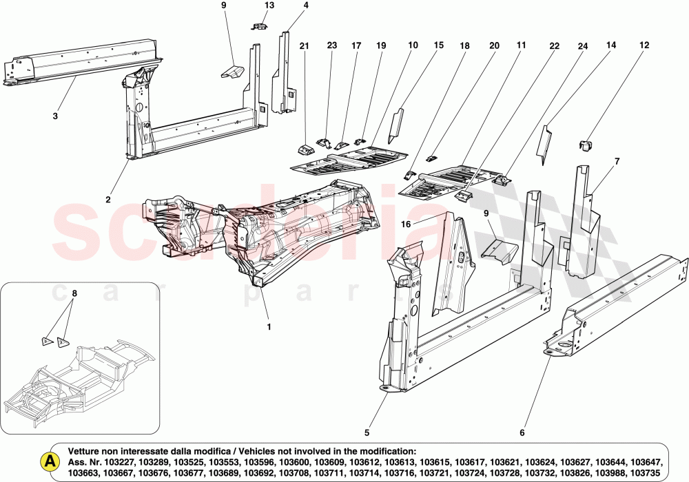CENTRE STRUCTURES AND CHASSIS BOX SECTIONS -Applicable from Ass.ly No. 103179  of Ferrari Ferrari California (2012-2014)
