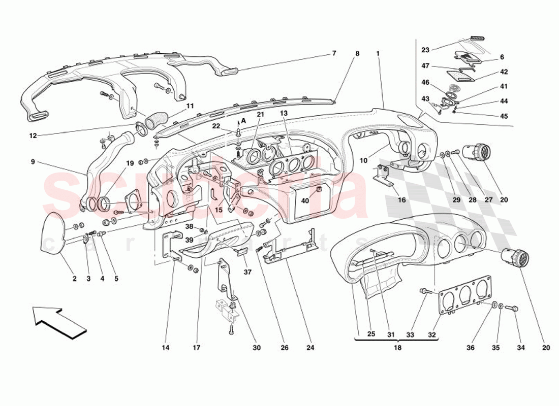 Instruments Panel of Ferrari Ferrari 575 Superamerica