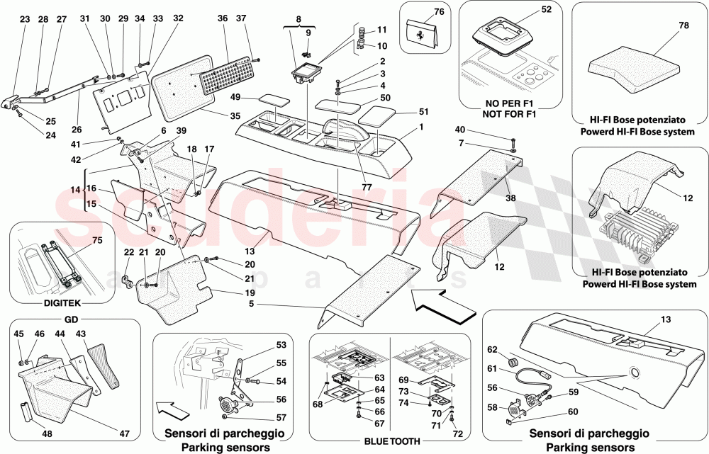 TUNNEL - SUBSTRUCTURE AND ACCESSORIES of Ferrari Ferrari 430 Coupe