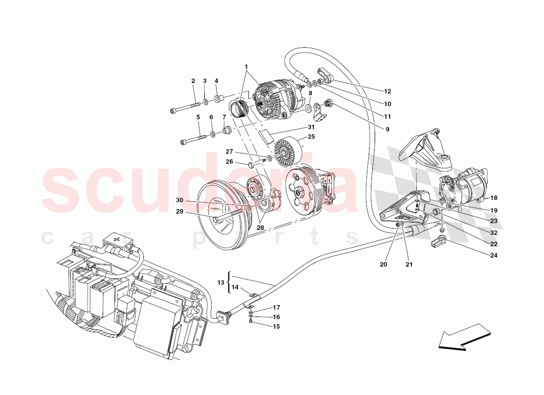 Current Generator - Starting Motor of Ferrari Ferrari 430 Challenge (2006)