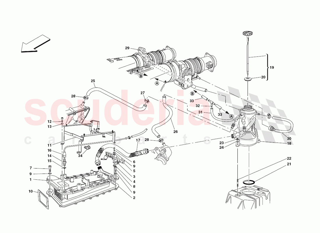 Lubrication System - Tank - heater exchange of Ferrari Ferrari 430 Challenge (2006)