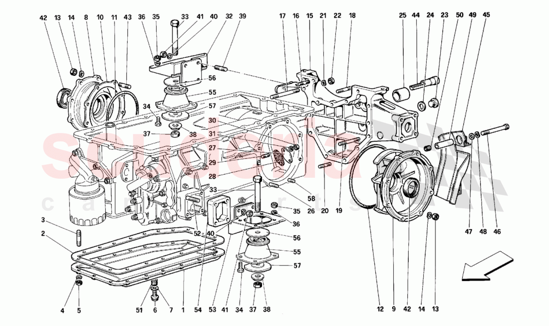Gearbox - Mounting and covers of Ferrari Ferrari 512 M