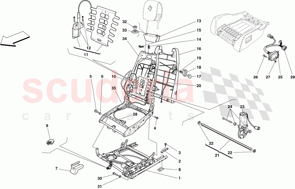 ELECTRIC SEAT - GUIDES AND ADJUSTMENT MECHANISMS -OPTIONAL- of Ferrari Ferrari 430 Spider