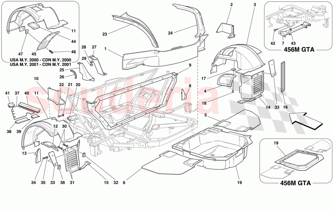 REAR STRUCTURES AND COMPONENTS of Ferrari Ferrari 456 M GT/GTA