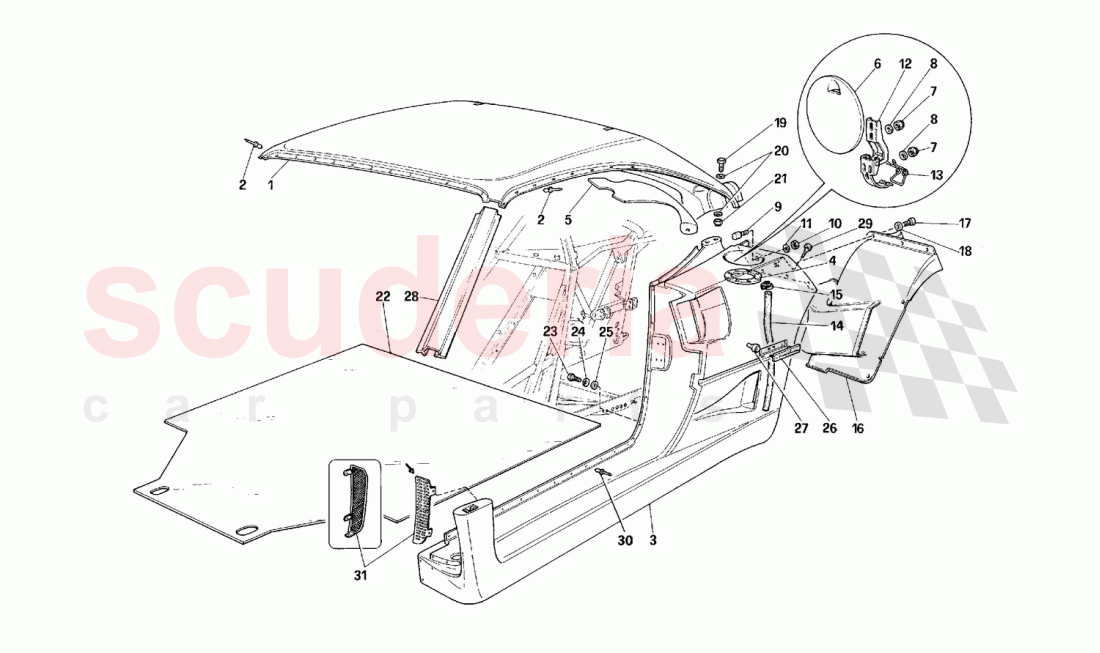 External elements body - Central part of Ferrari Ferrari F40