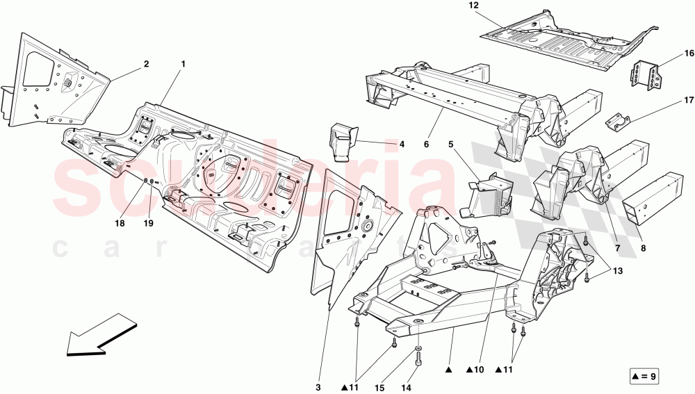 REAR STRUCTURES AND CHASSIS BOX SECTIONS -Applicable up to Ass.ly No. 103178- of Ferrari Ferrari California (2012-2014)