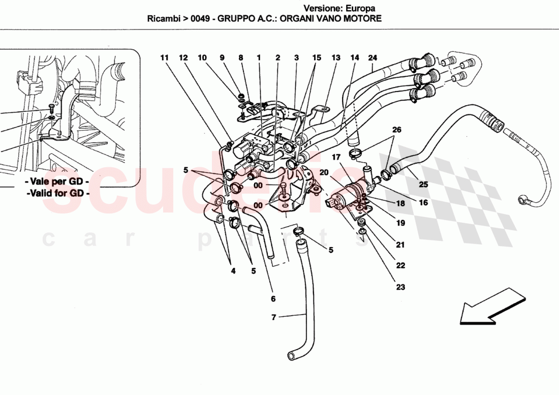 A/C UNIT: ENGINE COMPARTMENT DEVICES of Ferrari Ferrari California (2008-2011)