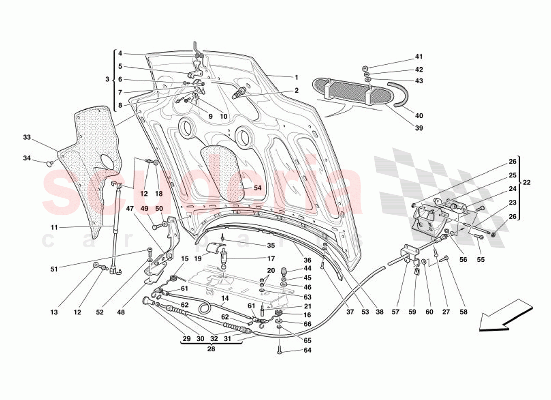 Engine Bonnet of Ferrari Ferrari 575 Superamerica