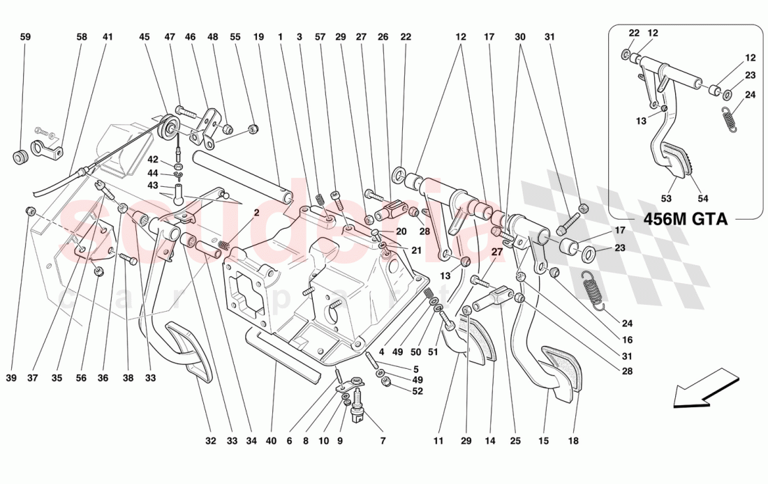 PEDALS AND ACCELERATOR CONTROL -Not for GD- of Ferrari Ferrari 456 M GT/GTA