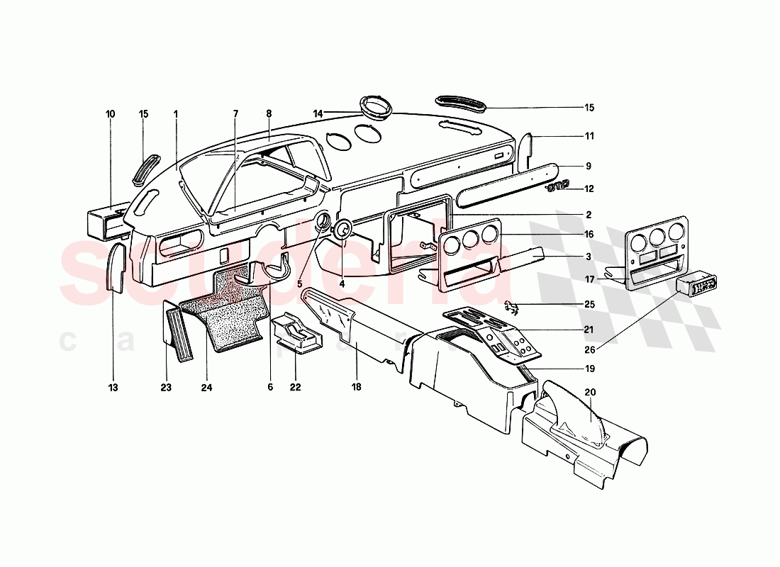 Instrument, Panel and Tunnel of Ferrari Ferrari 288 GTO