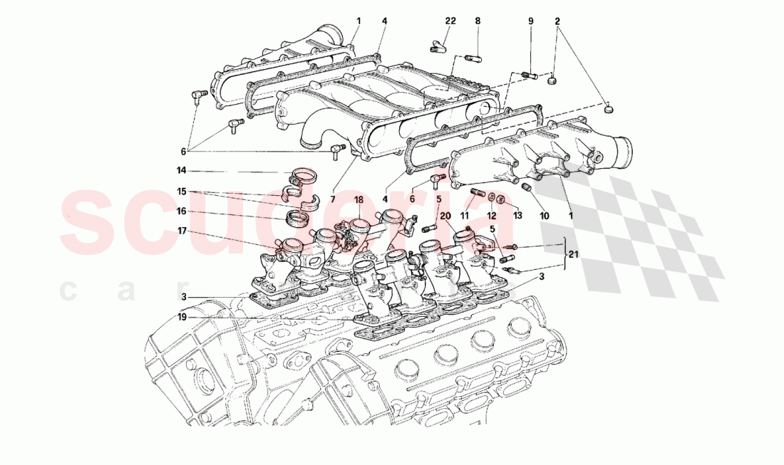 Manifold and throttle bodies of Ferrari Ferrari F40