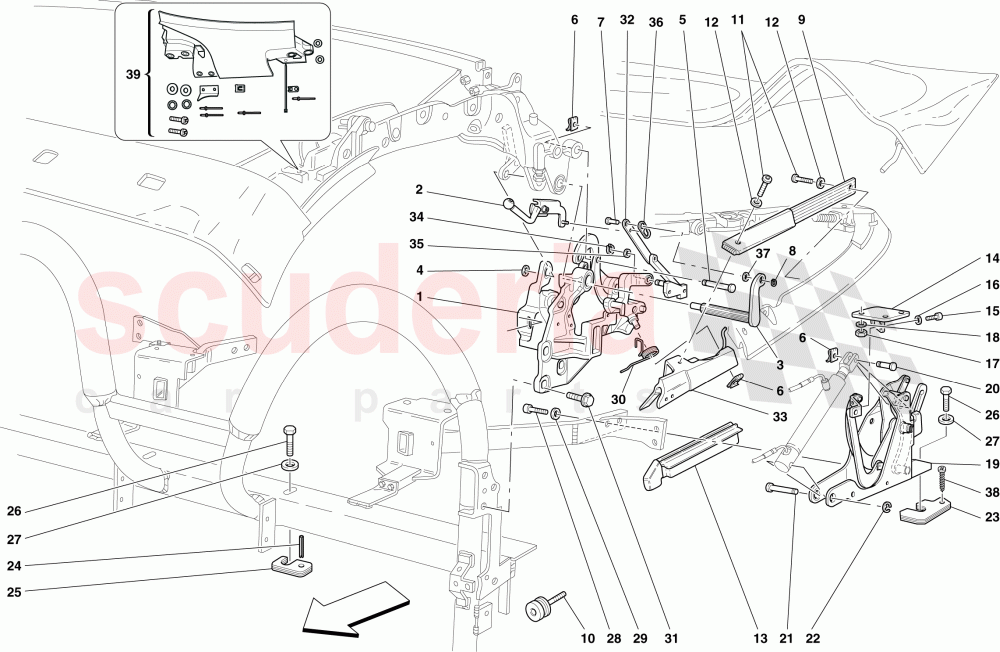 ROOF KINEMATICS - LOWER PART of Ferrari Ferrari 430 Spider