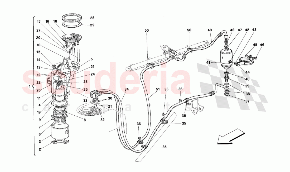 Fuel pump and pipes of Ferrari Ferrari 512 M