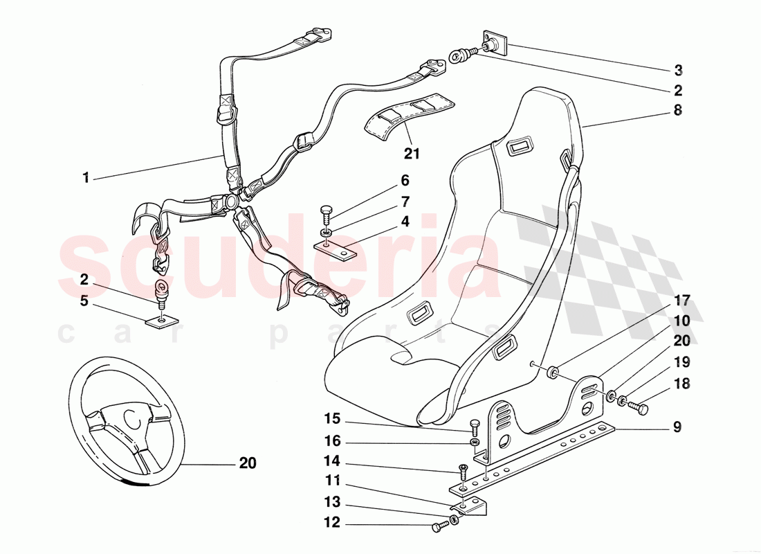 Seat Safety Belts and Seat of Ferrari Ferrari 348 Challenge (1995)